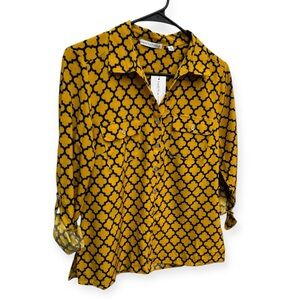 Notations Women’s Button Down‎ Blouse Size PM 
19”PTP. 25”L.